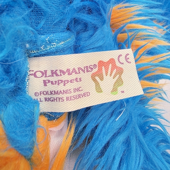 Folkmanis Blueper Monster Two Handed Stage Puppet Plush Blue and Orange 15 Inch - Picture 9 of 13